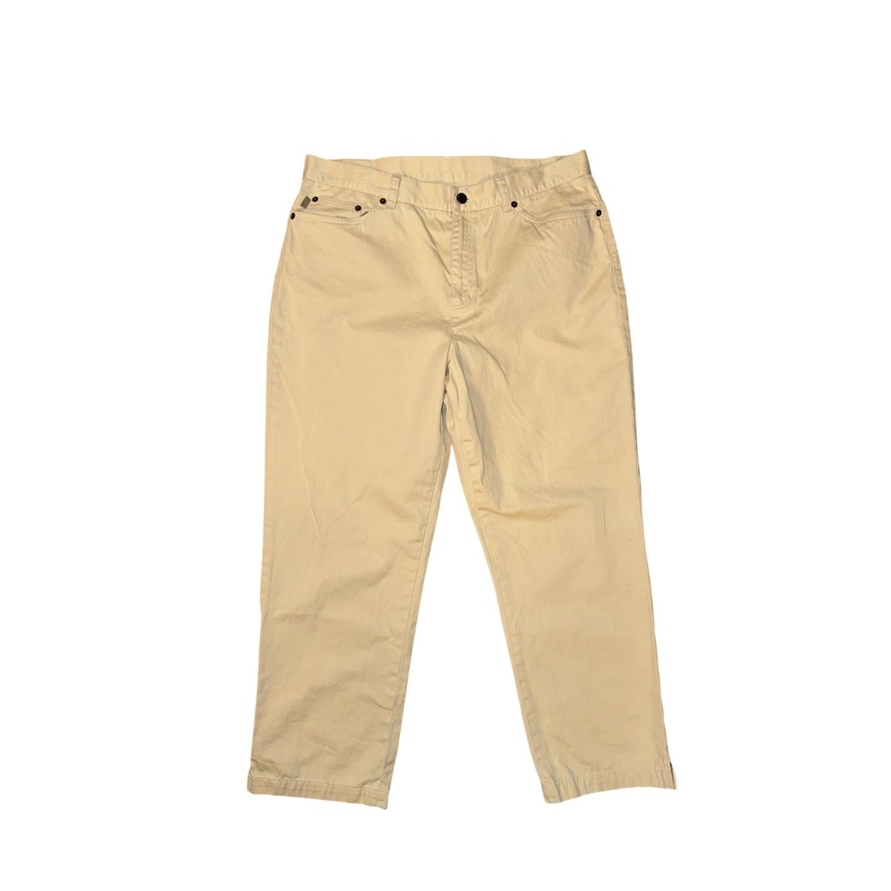 Lauren Jeans Co Ralph Lauren Pants Womens 14 Tan Straight Leg Cotton Twill
